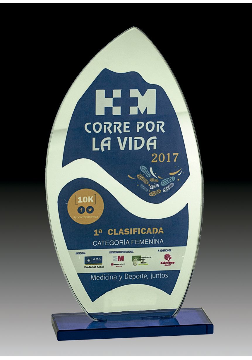 Trofeo Cristal en color con forma de lágrima