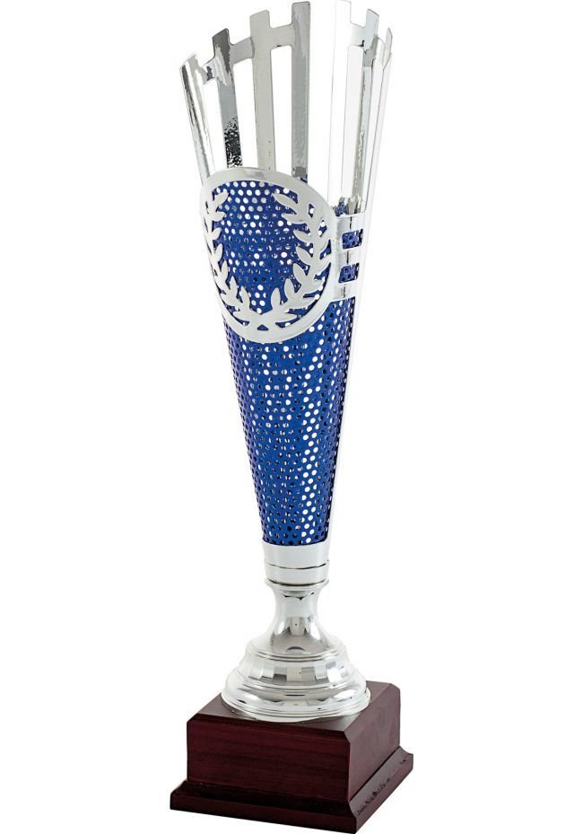 Trofeo copa corte geométrico azul