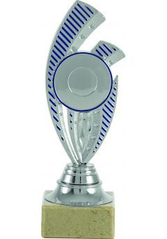 Trofeo plateada portadisco central onda azul Thumb