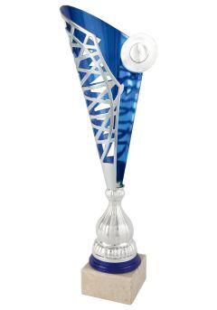 Trophy Cup Half Cone Silver/Blue Thumb