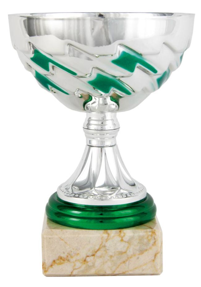 Troféu de prata e fita verde