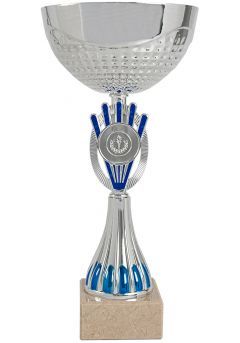 Trofeo copa abstracta plata-azul portadiscos Thumb