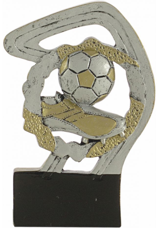 Trofeo deportivo en resina oro/plata de fútbol