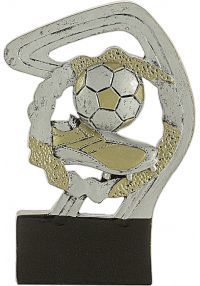 Sports trophy in gold/silver football resin