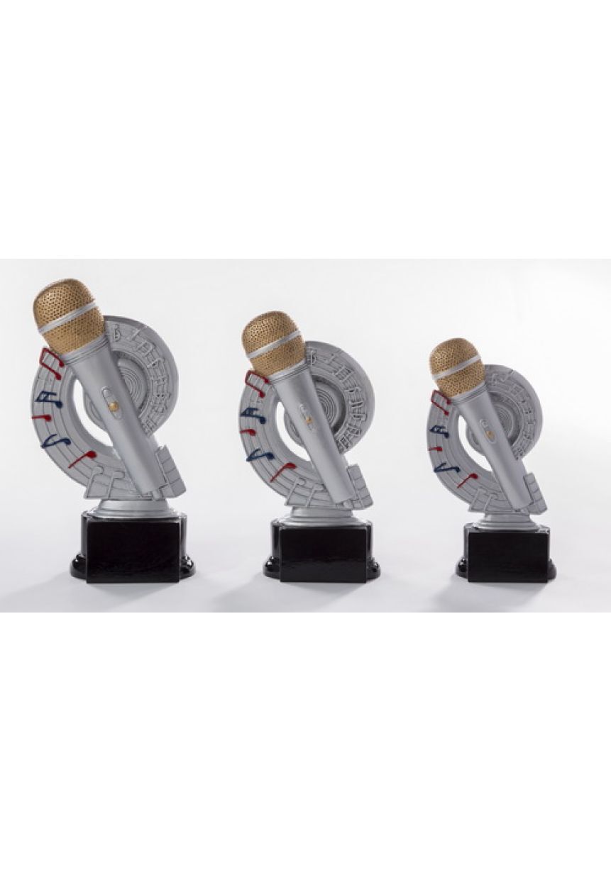 Trofeo con forma de micrófono en resina