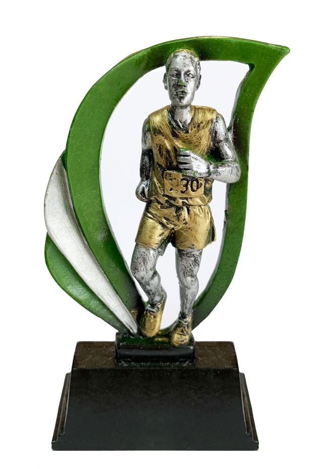 Trofeo deportivo de 12cm en color plata/verde