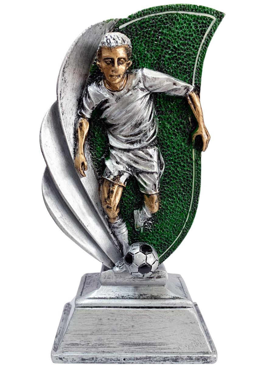Trofeo deportivo de FÚTBOL con figura futbolista