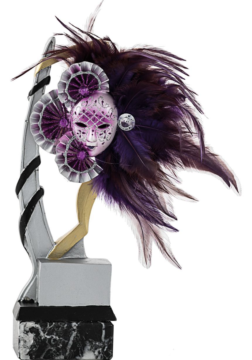 Trofeo Resina Aplique Máscara Morada