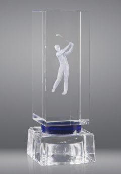 Trofeo cristal 3D Jugador Golf Masculino y pelota Thumb