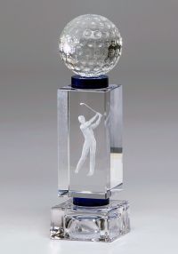 3D Crystal Trophy Männlicher Golfspieler und Ball