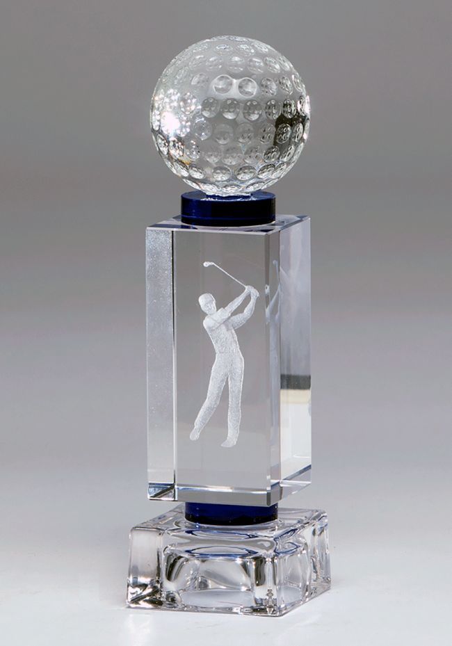 3D Crystal Trophy Male Golf Player and Ball