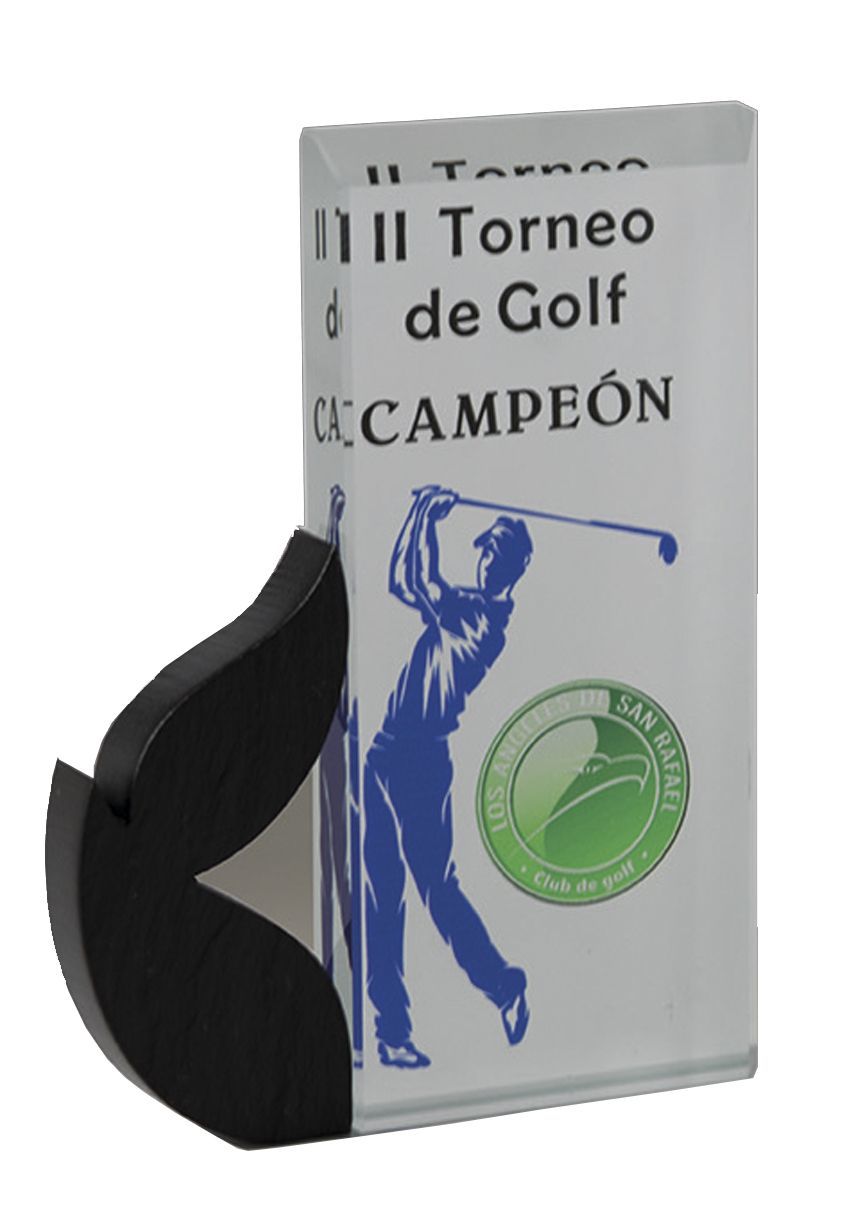 Trofeo di base rettangolare in cristallo blu