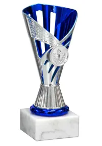 Trofeo d'argento/porta-onde centrale blu
