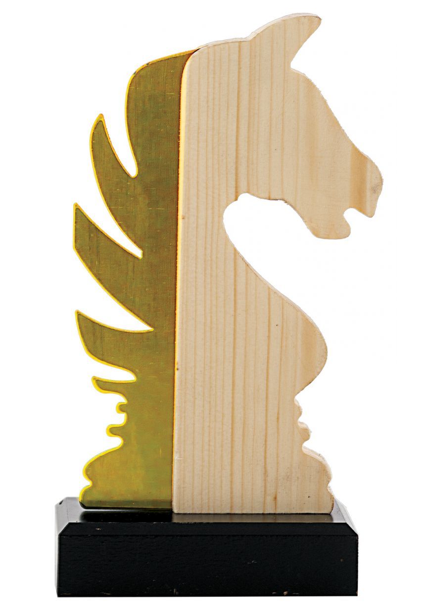 Trofeo de Ajedrez en metal/madera