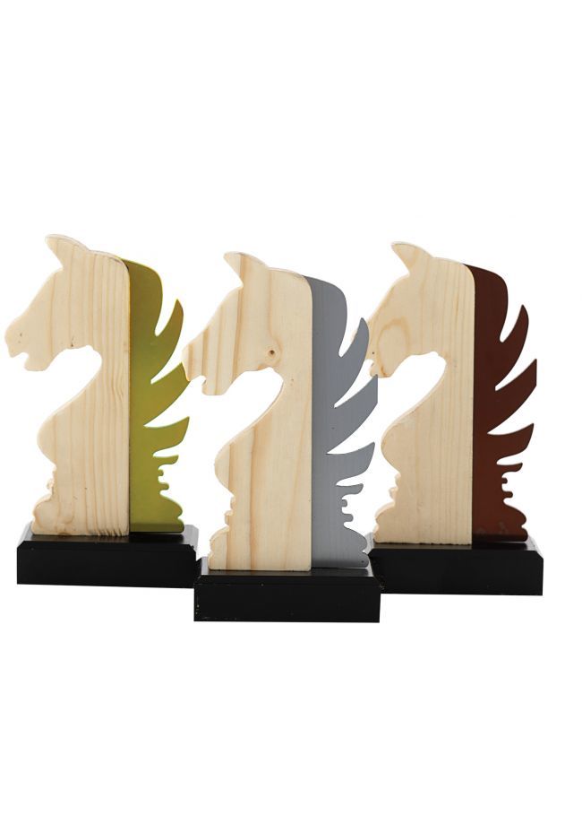 Trophée jeu d'échecs en métal/bois