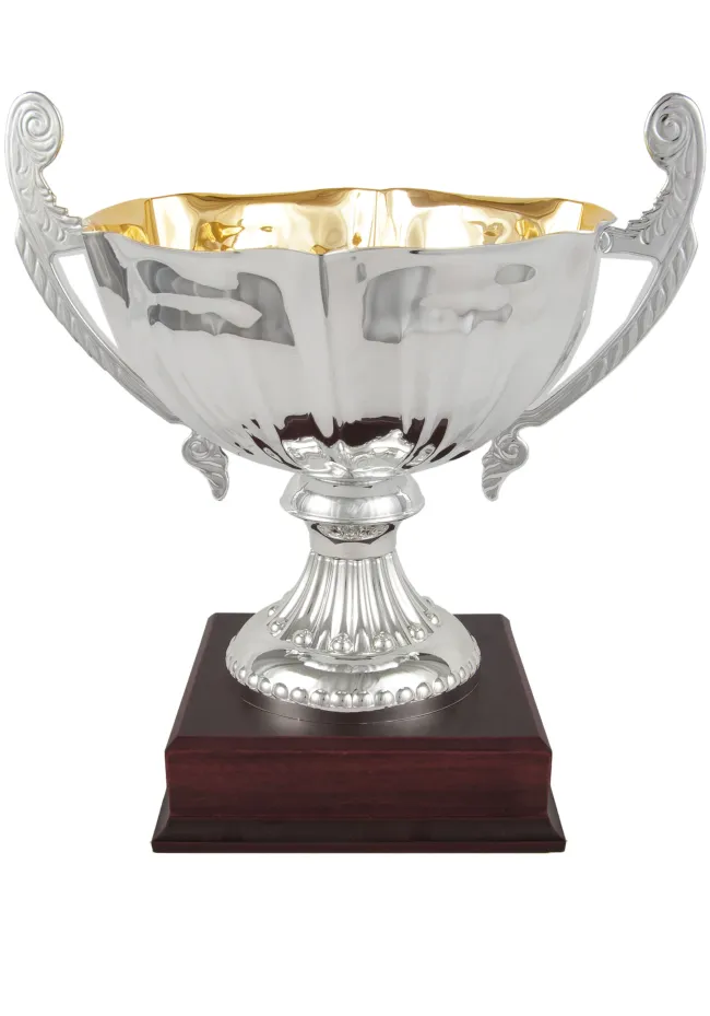 Trofeo copa bicolor ensaladera plata asas
