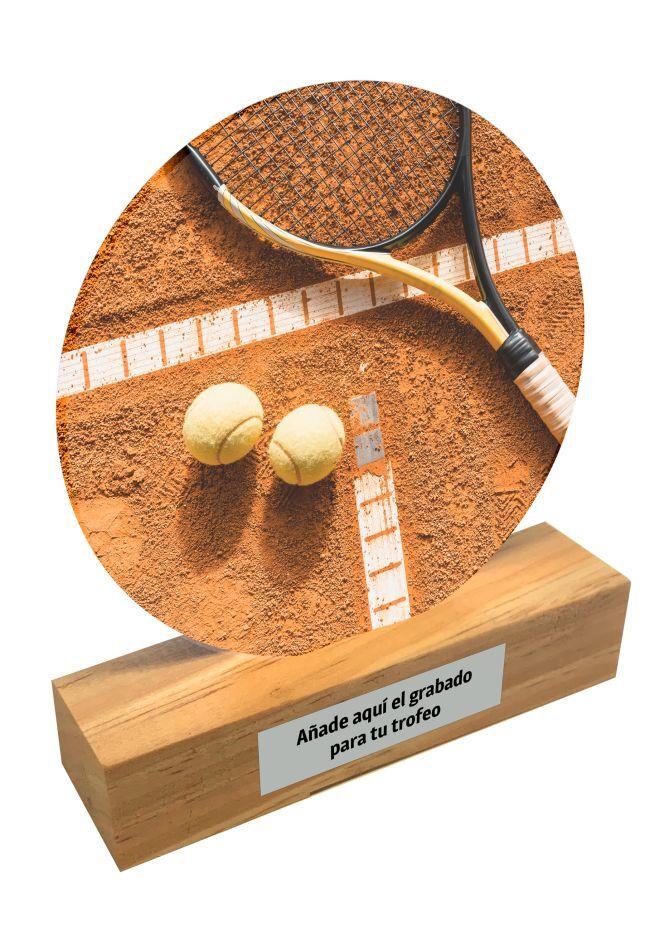Trofeo de metacrilato y base de madera de Tenis