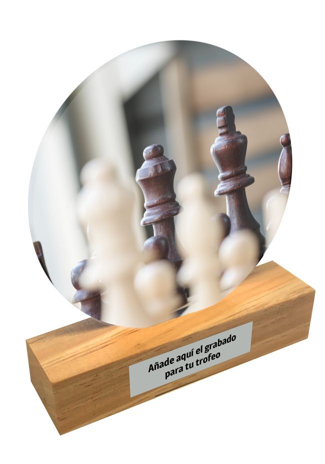 Méthacrylate Trophy et base en bois jeu d'échecs