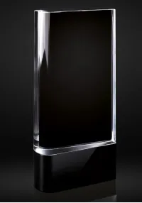 Trofeo de Cristal Premium de Dos Tonos - Premio de Vidrio Negro y Transparente Personalizable