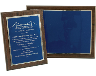 Silver / blue tribute plaque