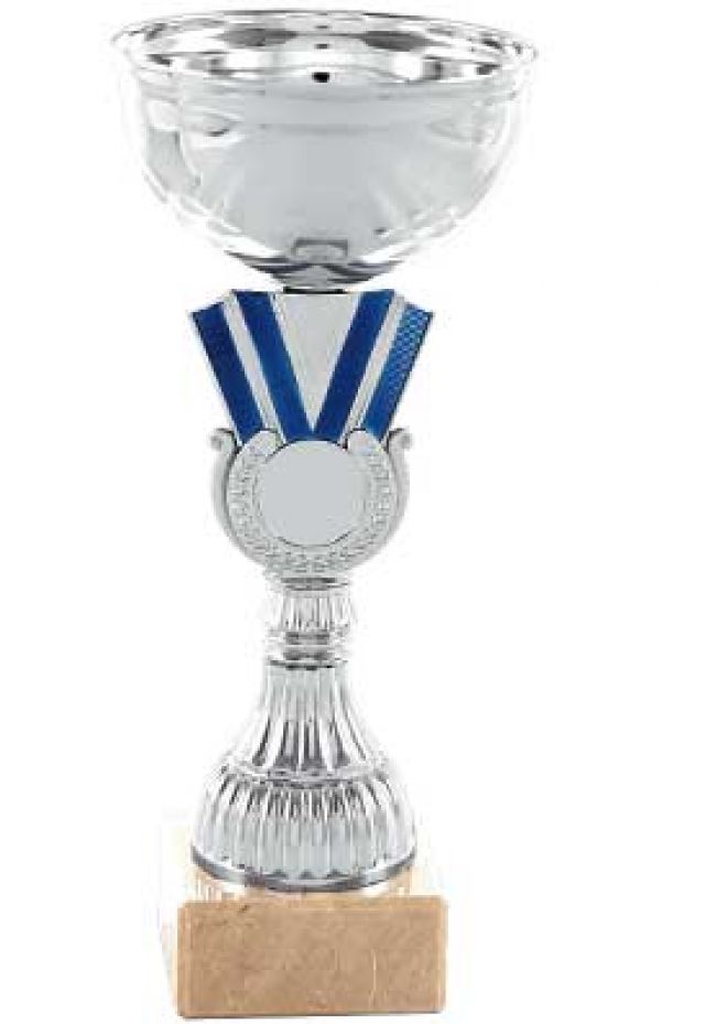 Trofeo con banda en color azul