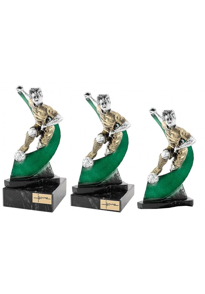 Trofeo de resina futbolista onda