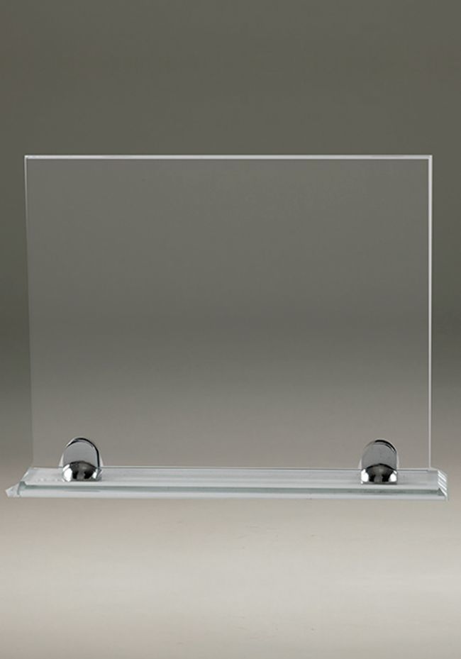 Trofeo de cristal forma rectangular soporte aluminio Trofeo de cristal forma rectangular soporte aluminio
