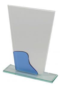 Trofeo Trapecio Cristal Onda azul