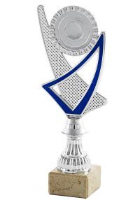 Trofeo copa plateada portadisco azul -1