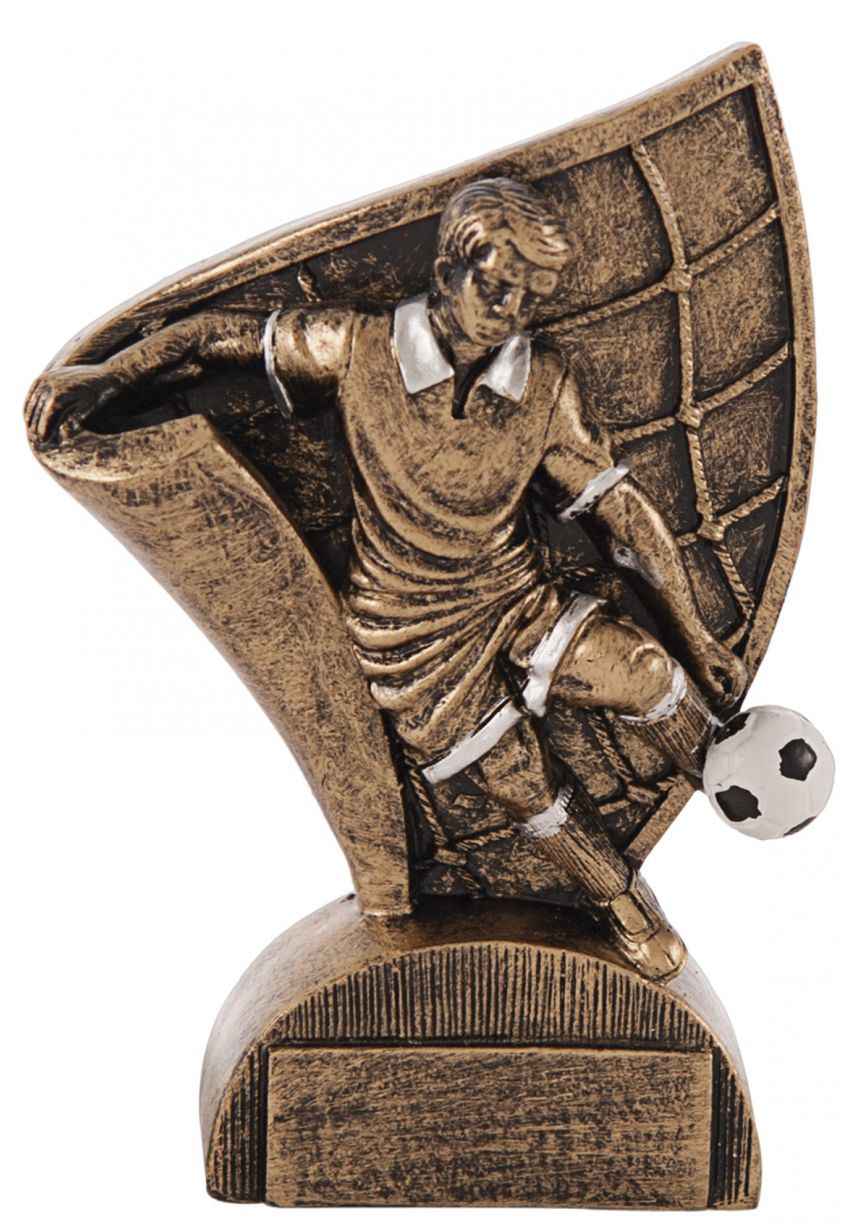 Trofeo fútbolista soporte pergamino bronce