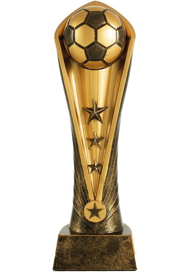 Trofeo balón de fútbol resina dorado