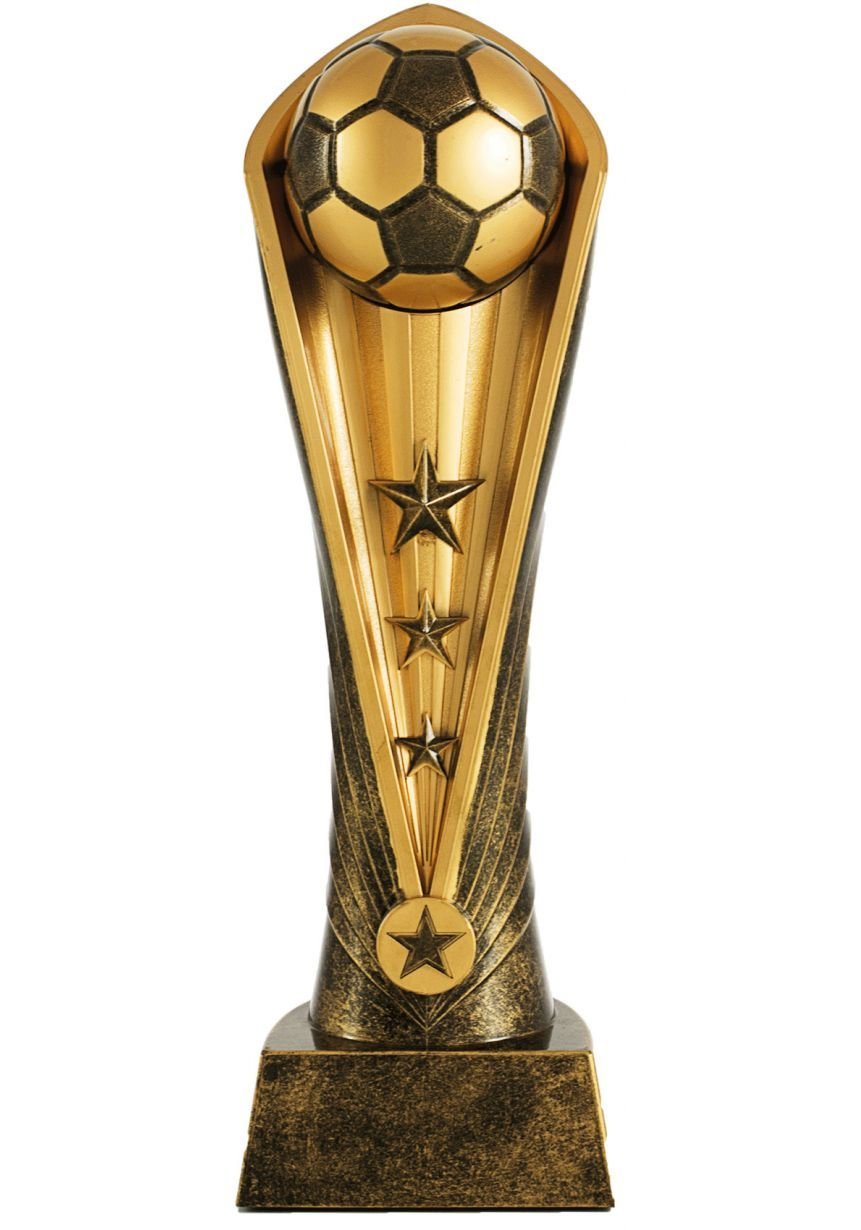 Trophäe Fußball ball gold harz