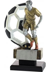 Trofeo figura fútbol con balón de fondo-1