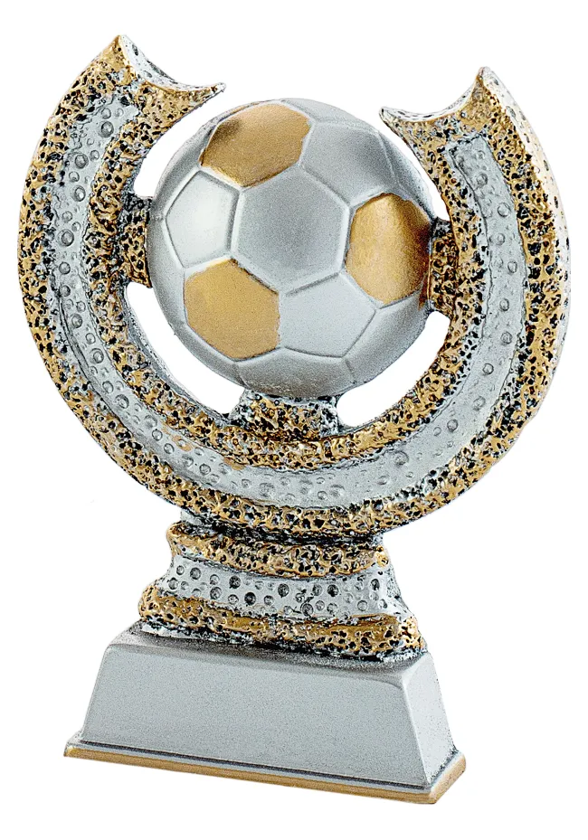 Trofeo de fútbol decorado oro y plata