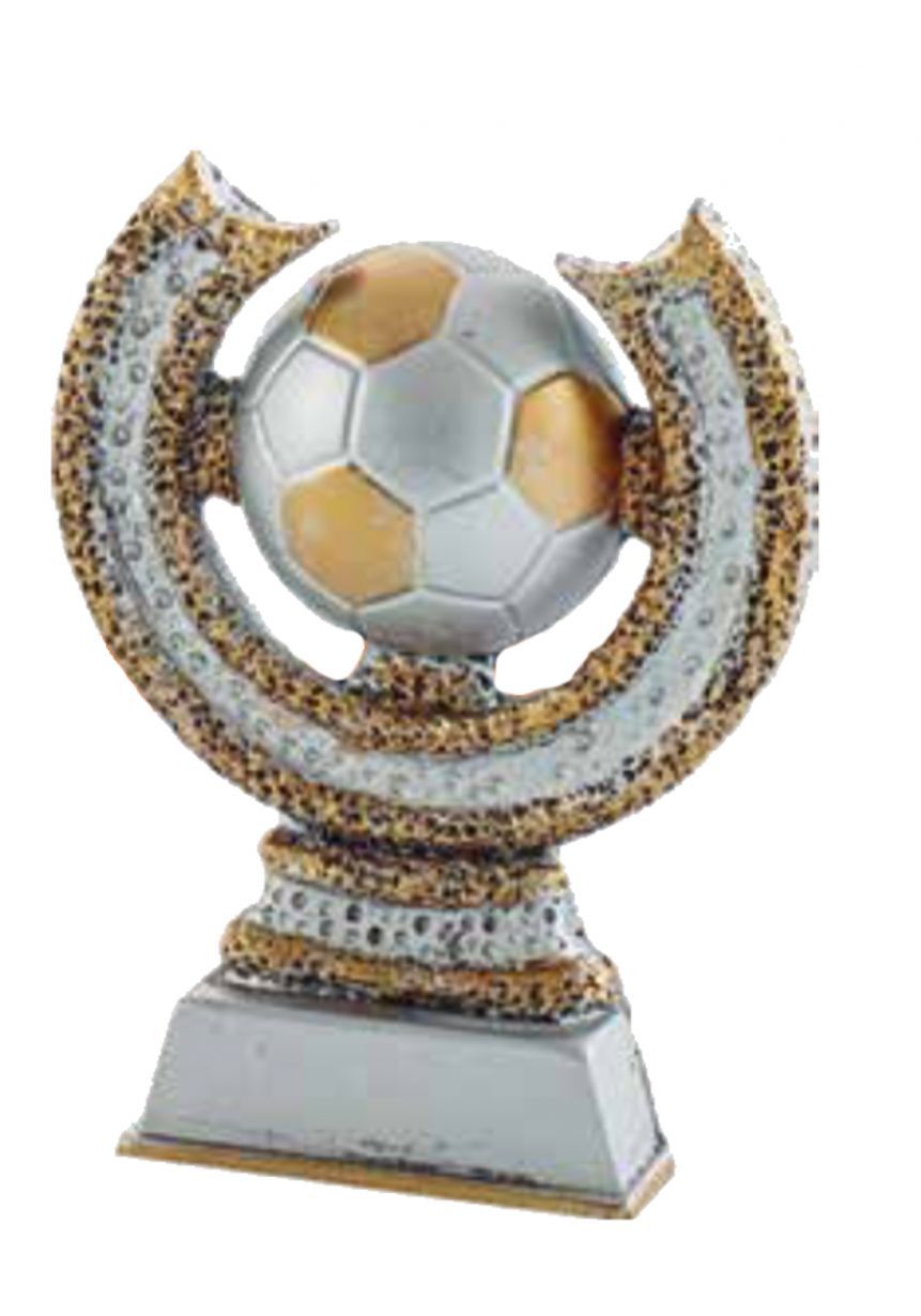 Trofeo de fútbol decorado oro y plata