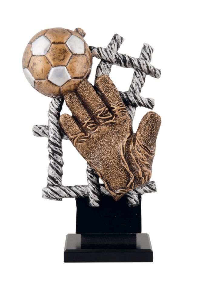 Trofeo red con guante de fútbol