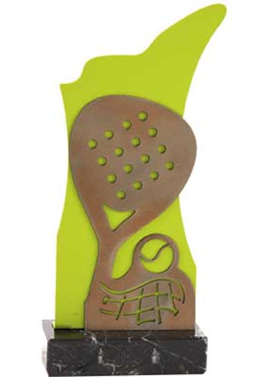 Trofeo con panel raqueta de fondo fluor