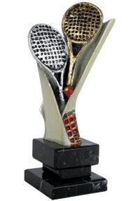 Trofeo figura pádel con doble raqueta