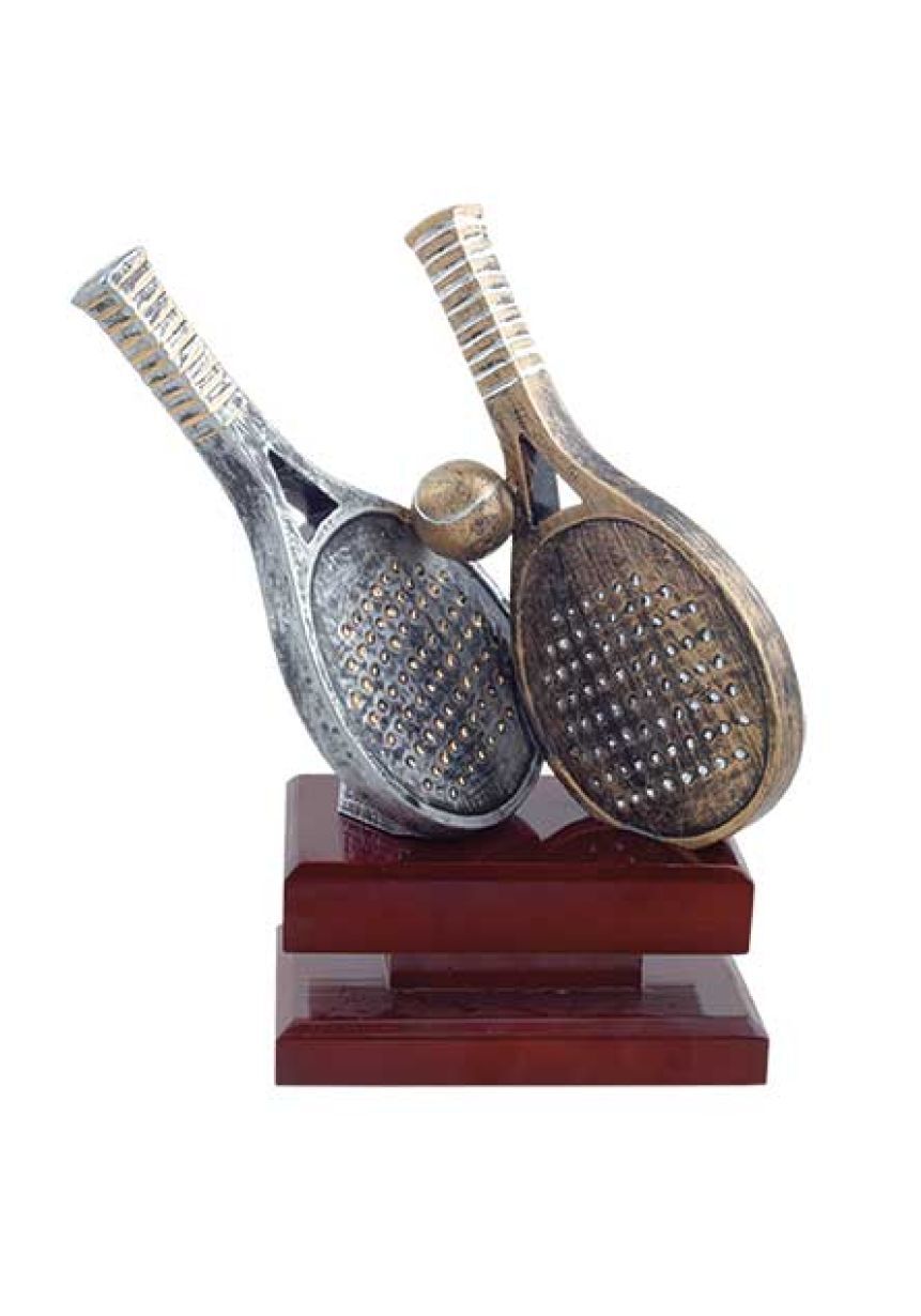 Trofeo figura pádel con doble raqueta