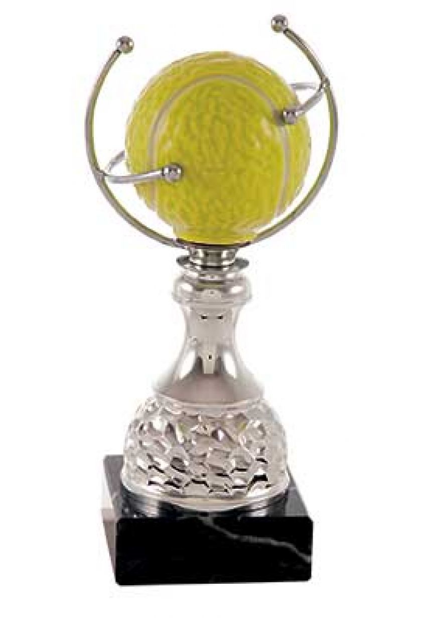 Trofeo de tenis pelota sobre aro forjado