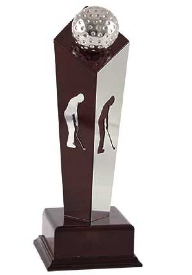 Trofeo columna golf acero 