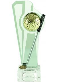 Trofeo Cristal para golf con pelota y palos