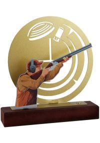 Trofeo de caza con figura de resina con hombre disparando