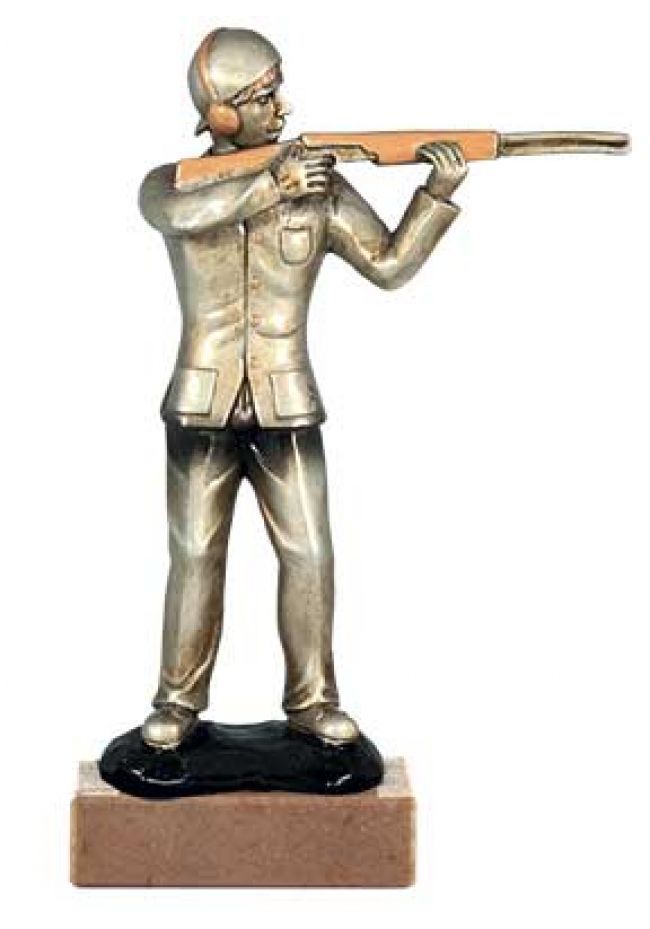 Trofeo de caza con figura de resina con hombre disparando Trofeo de caza con figura de resina con hombre disparando