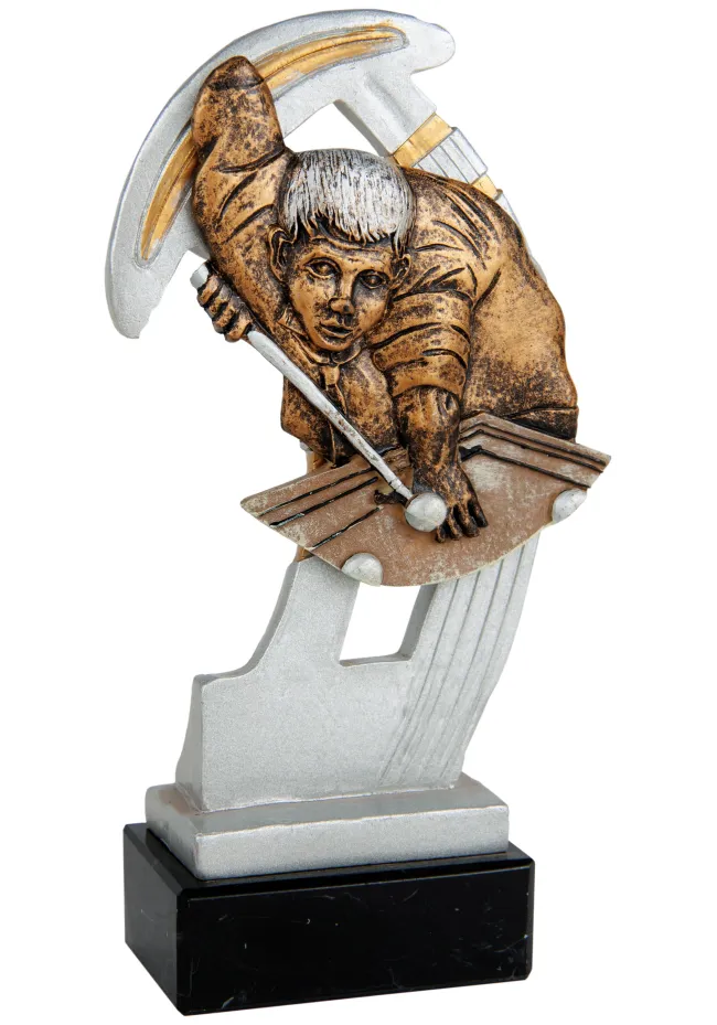 Figure joueur de billard d'argent