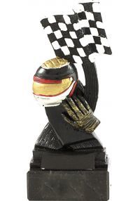Trofeo de automovilismo bandera y casco-1