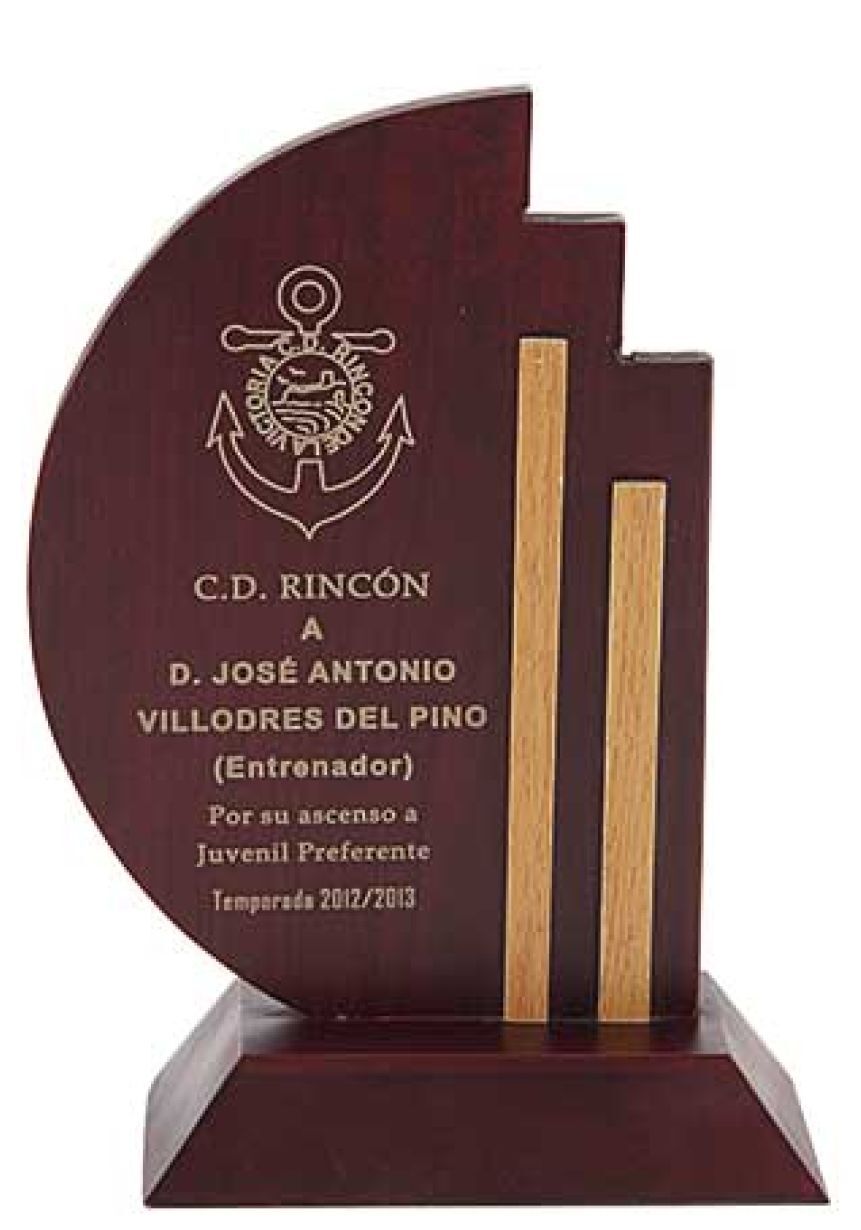 Trofeo de madera lineas bicolor