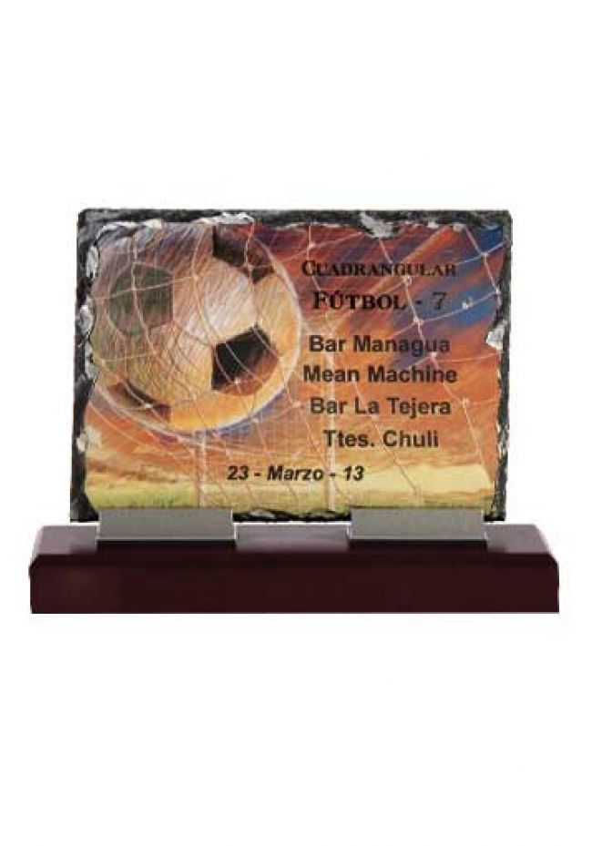 Trofeo de pizarra placa de cristal soporte aluminio base madera