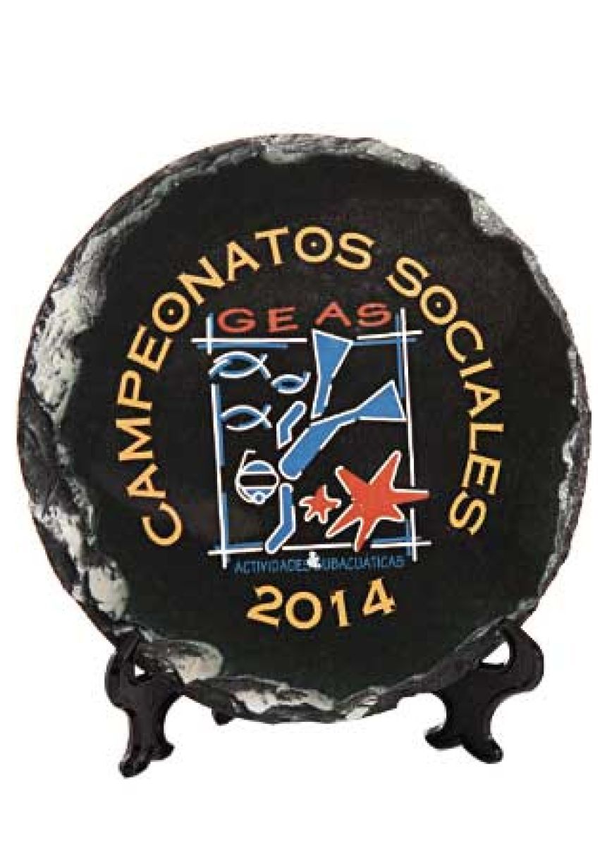 Circular slate trophy support resin