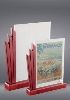 Trofeo de cristal forma rectangular impreso color base madera Thumb
